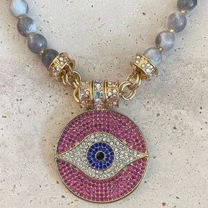 Kirks Folly Pink and Blue Evil Eye Necklace